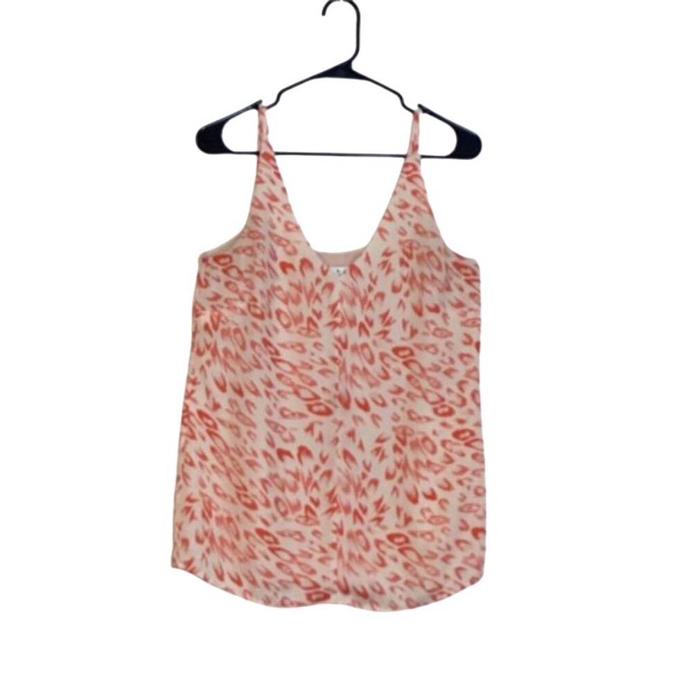 Cabi Flirty Cami Animal Print Tank Top Womens XS Adjustable Straps Coral Lined